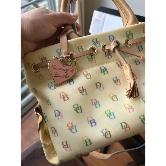 Vintage Dooney & Bourke It Monogram Tassel Tote w/Heart Hangtag 60920 Read PLS - Picture 8 of 14